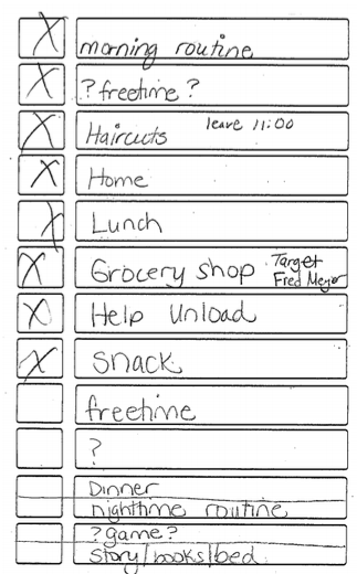 handwritten schedule 